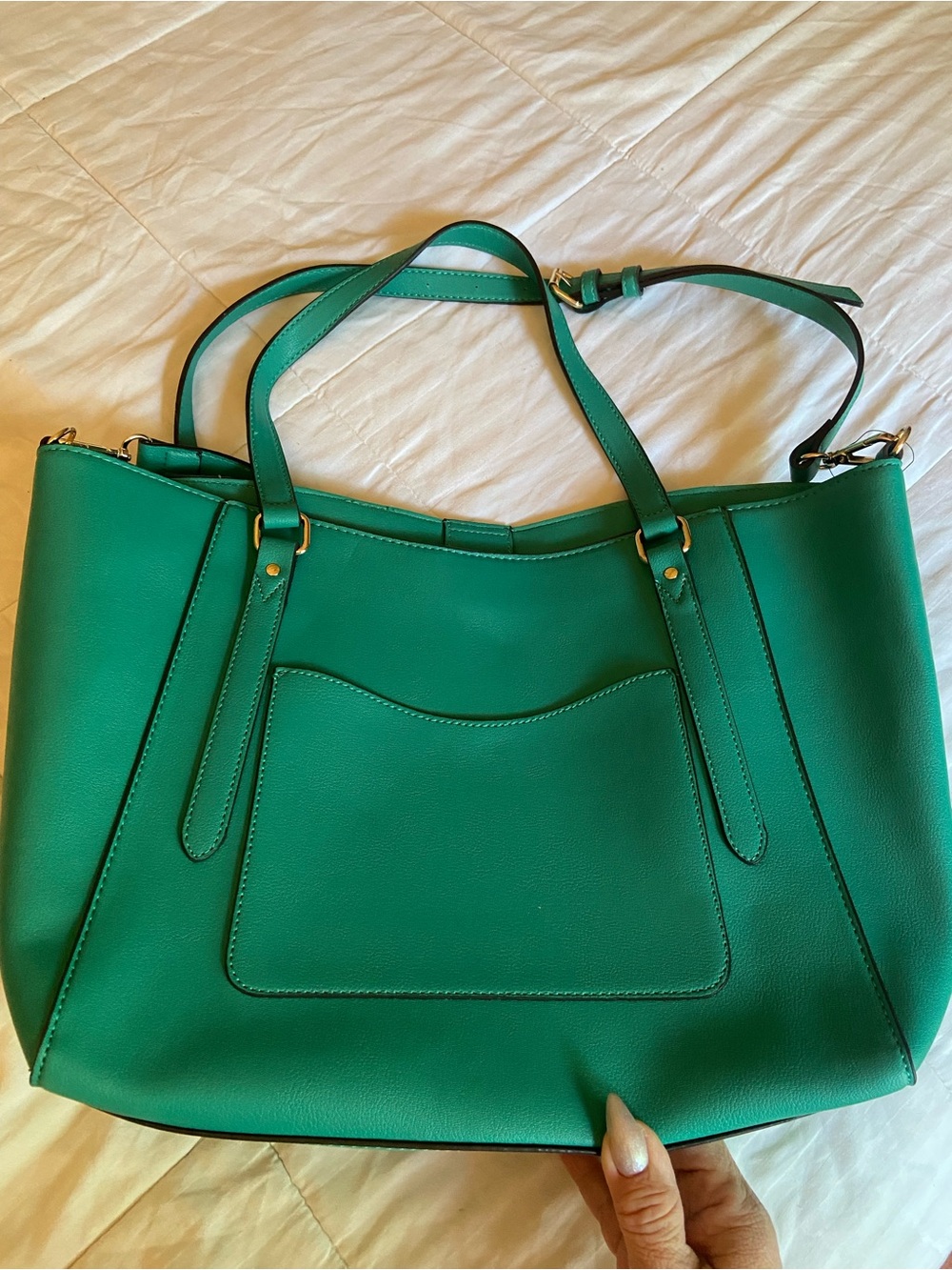 Nine West Green Tote Handbag with Front Pocket small purse inside included